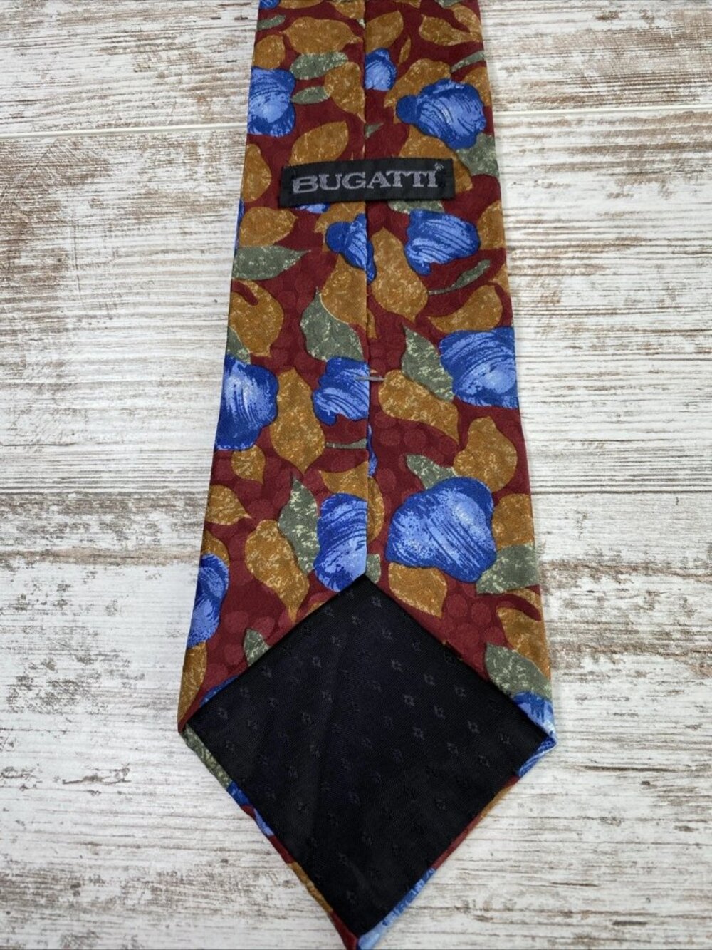 Vintage Bugatti Silk Tie Abstract Floral Multi-Color Wide 56x4 USA Retro 90s - Picture 5 of 7